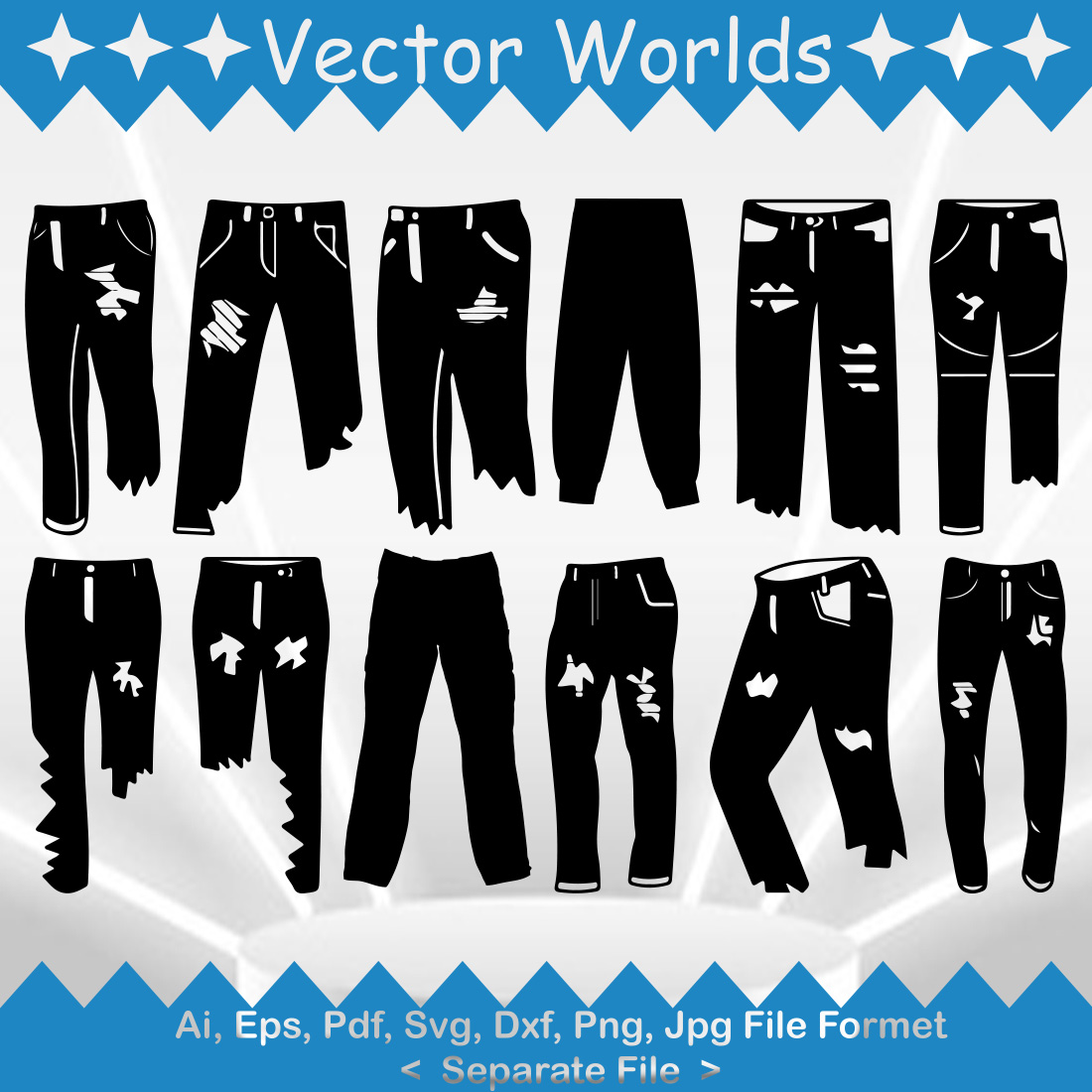 Ripped Pant SVG Vector Design preview image.