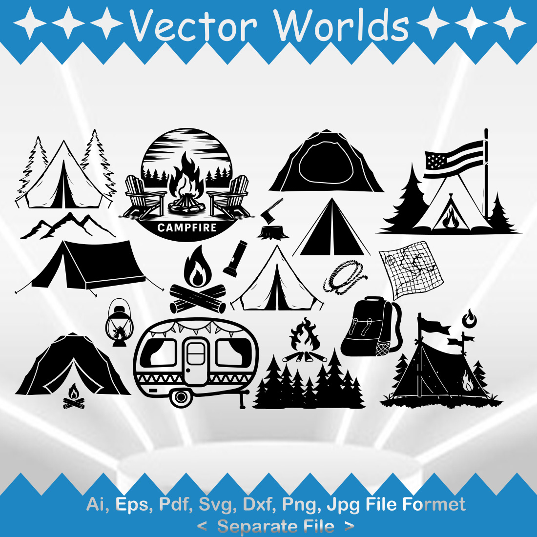 Party Camp Fire SVG Vector Design preview image.