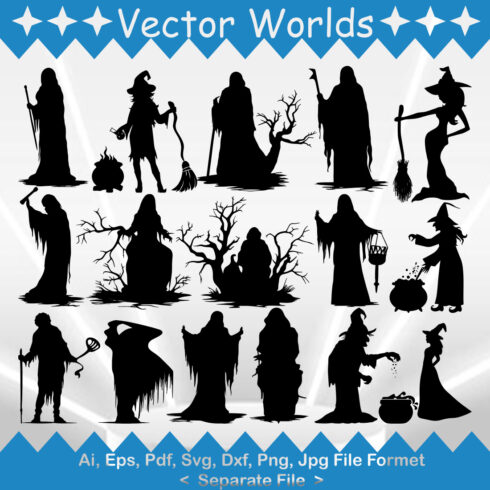 Halloween Witch SVG Vector Design cover image.