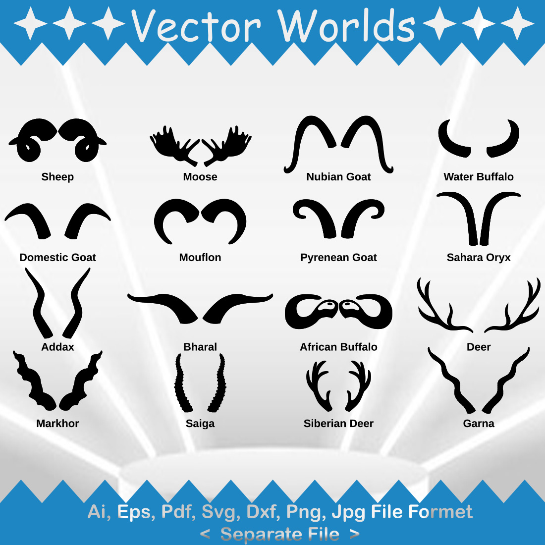 Animals Horn SVG Vector Design cover image.