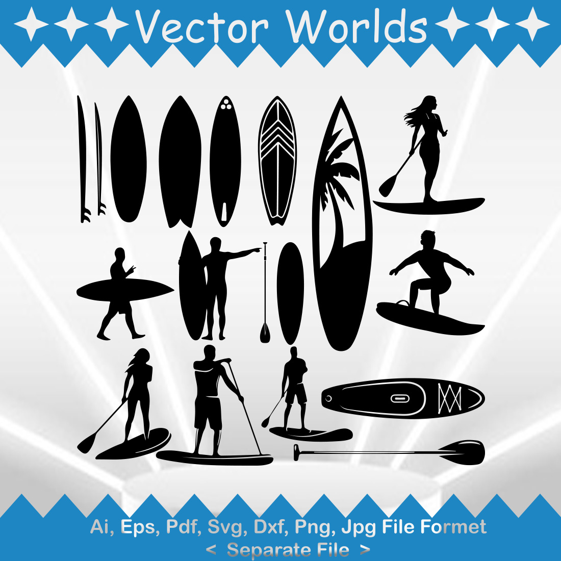 Paddle Surf SVG Vector Design cover image.