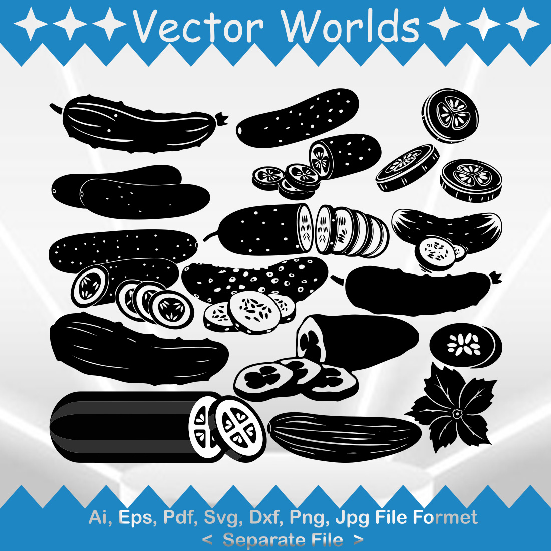 Cucumber SVG Vector Design preview image.
