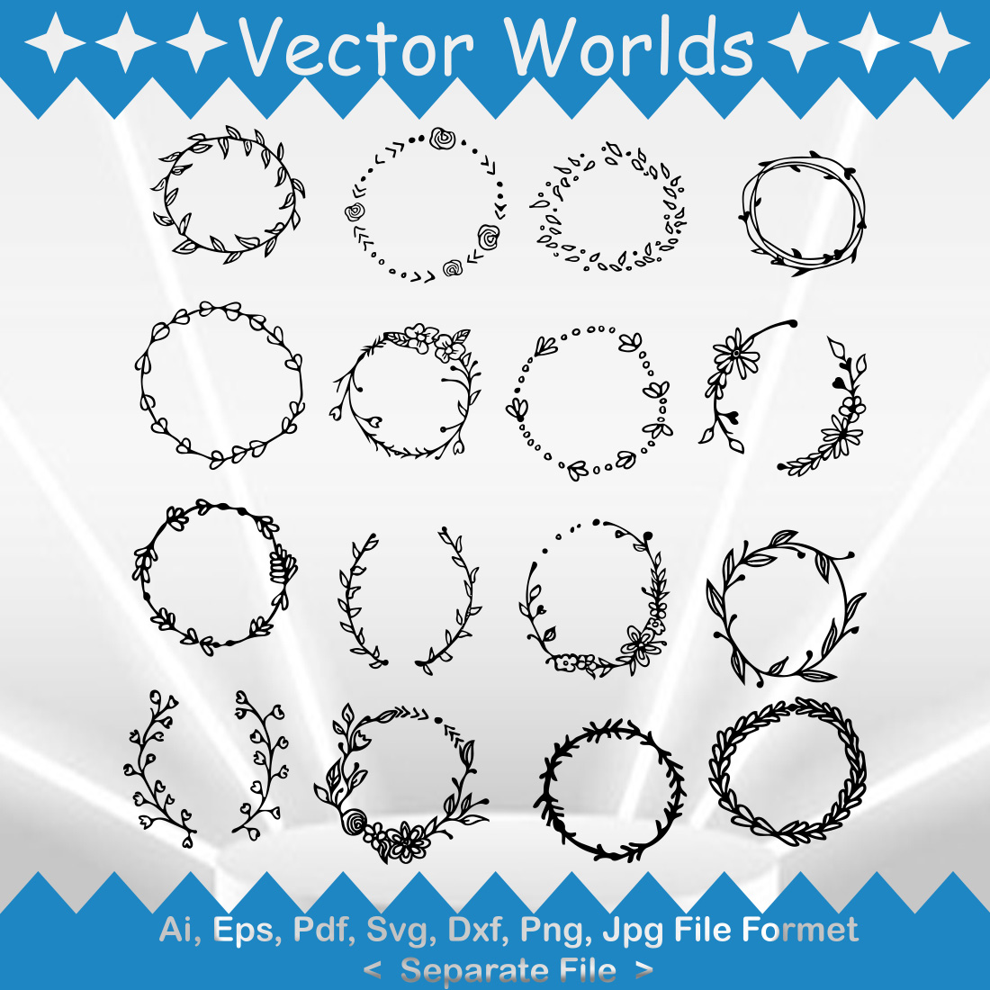 Flower Wreath SVG Vector Design preview image.