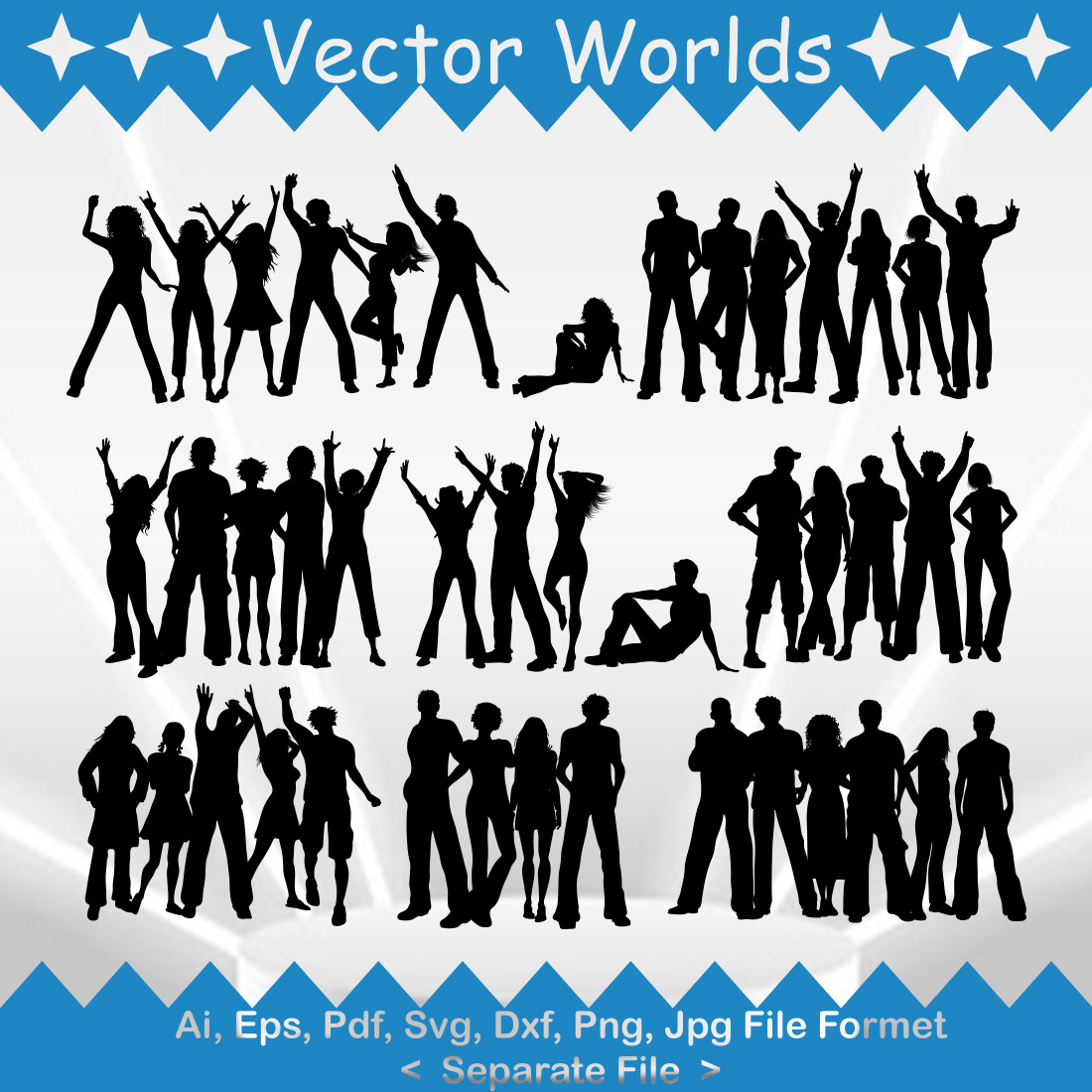 Crowds People SVG Vector Design preview image.