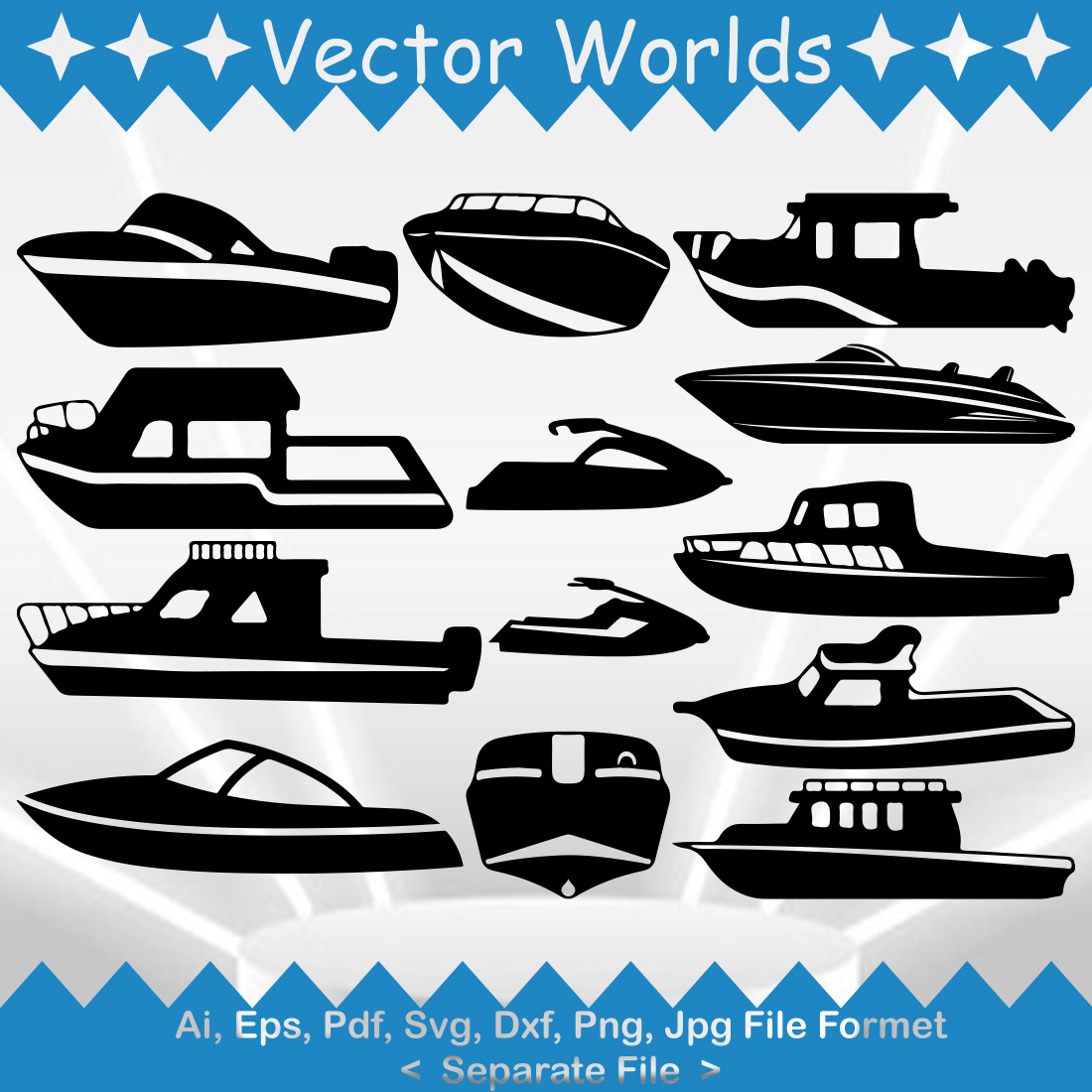 Speed Boat SVG Vector Design preview image.