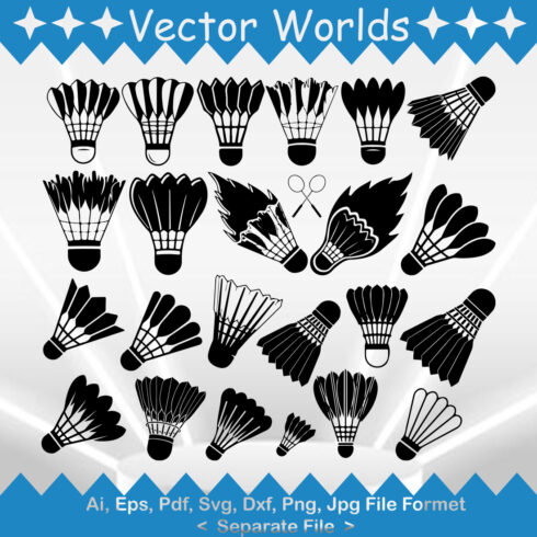 Feather Badminton SVG Vector Design cover image.