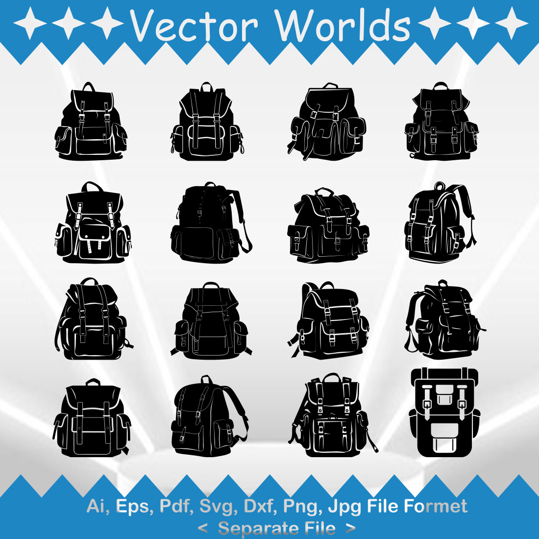 Hiking Backpack SVG Vector Design preview image.