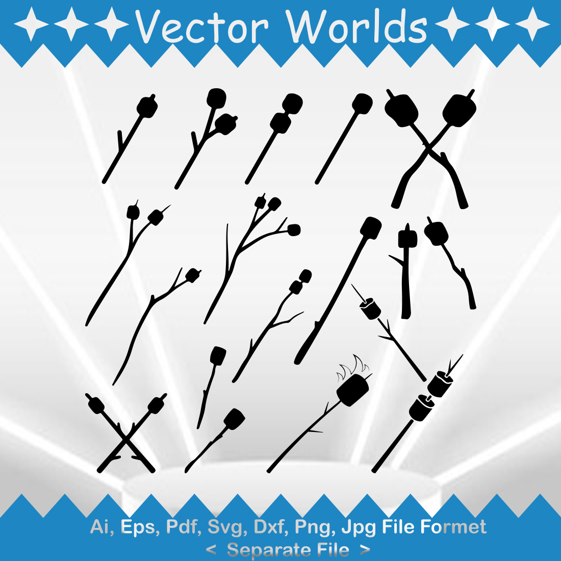 Marshmallow Stick SVG Vector Design preview image.