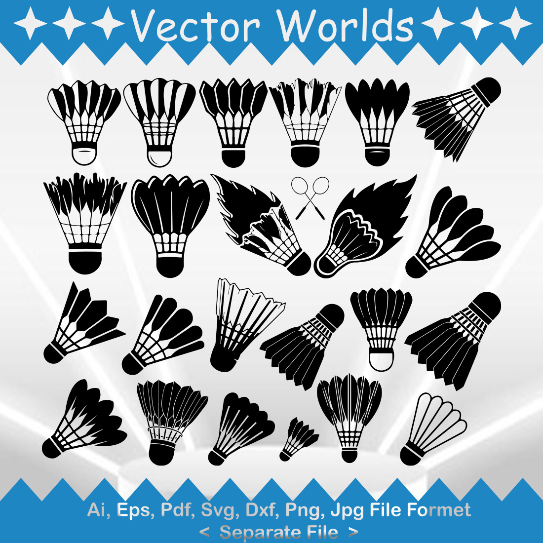 Feather Badminton SVG Vector Design preview image.