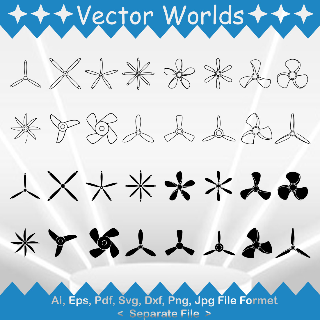 Plane Propellers SVG Vector Design preview image.