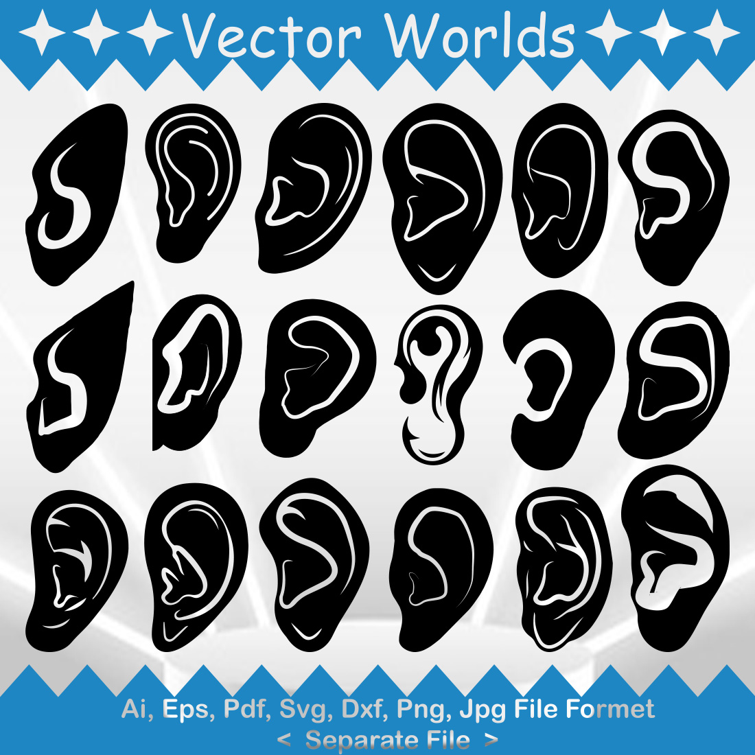 Human Ear SVG Vector Design preview image.