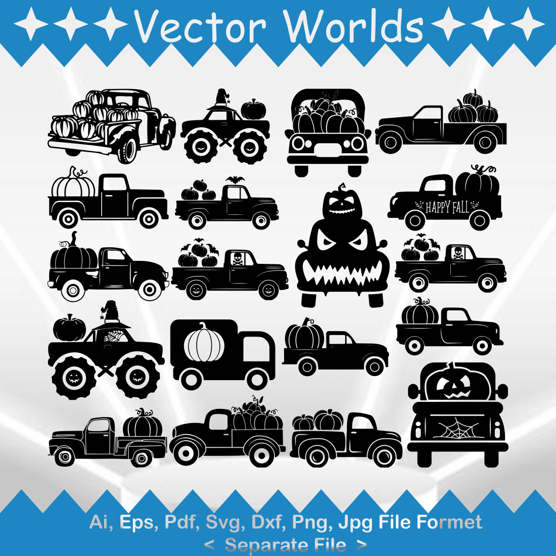 Truck Pumpkin SVG Vector Design preview image.