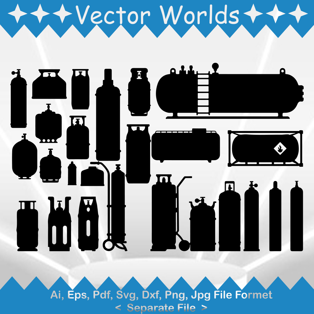 Gas Cylinder SVG Vector Design preview image.