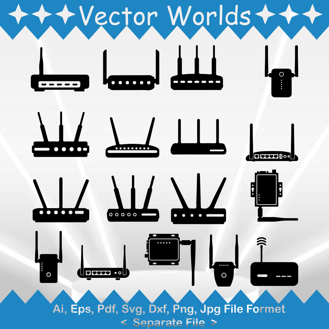 Wi-Fi Router SVG Vector Design preview image.