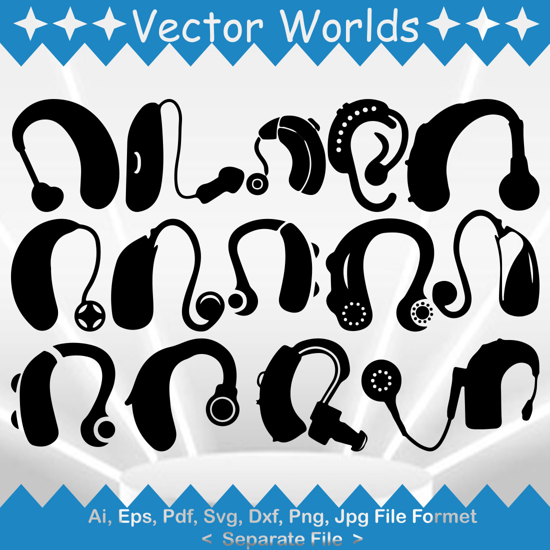 Hearing Aid SVG Vector Design cover image.