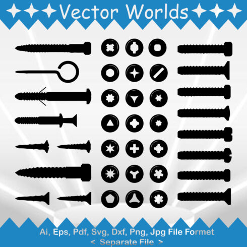 Bolt Screw SVG Vector Design cover image.