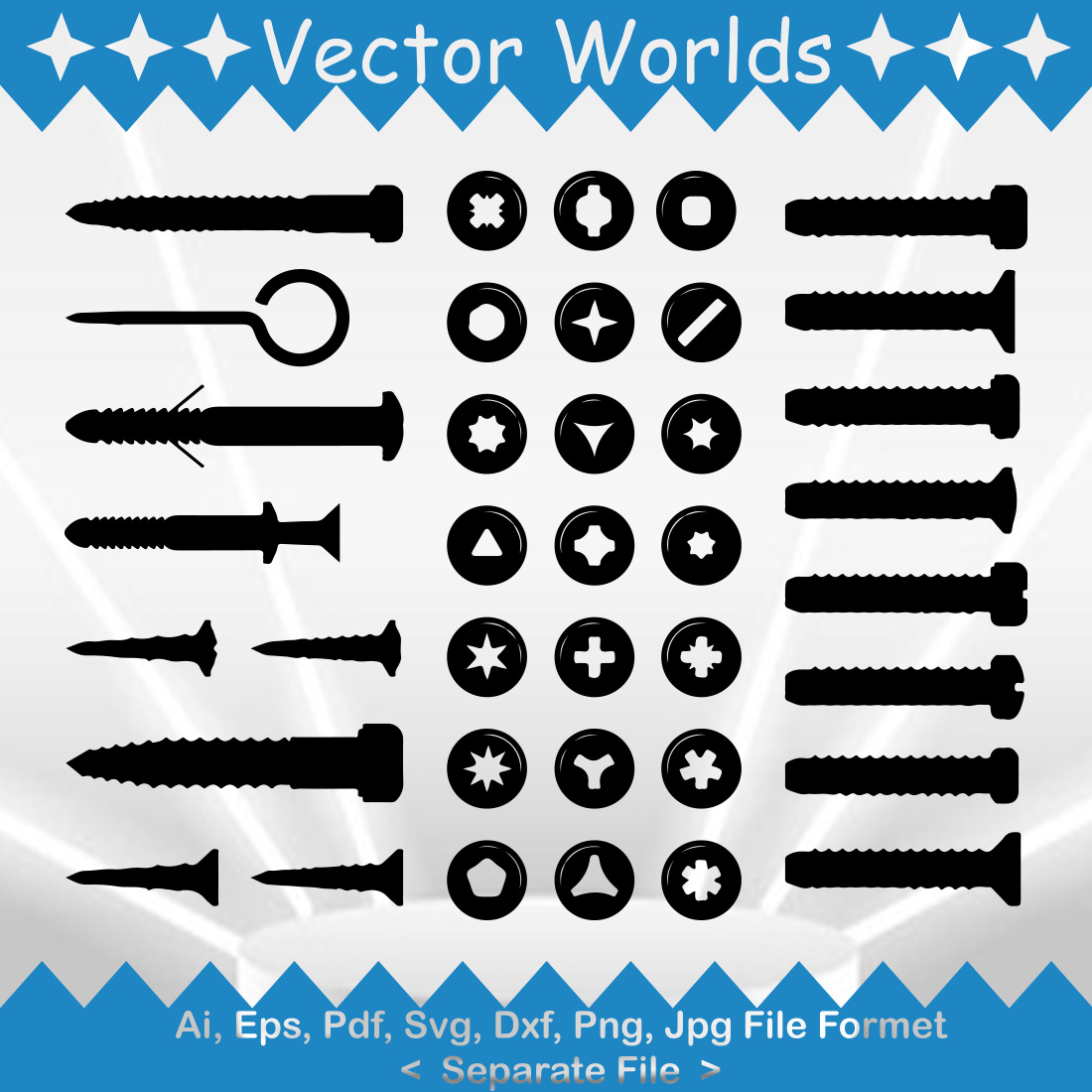 Bolt Screw SVG Vector Design cover image.