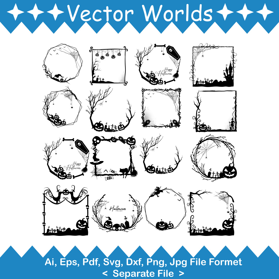 Halloween Frame SVG Vector Design preview image.