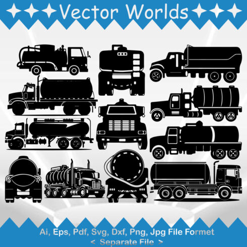 Septic Trucks SVG Vector Design cover image.