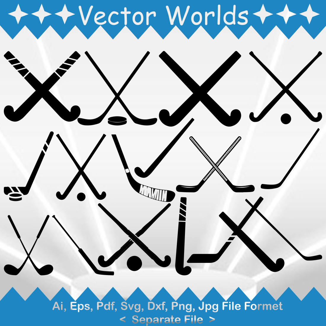 Hockey Stick SVG Vector Design preview image.