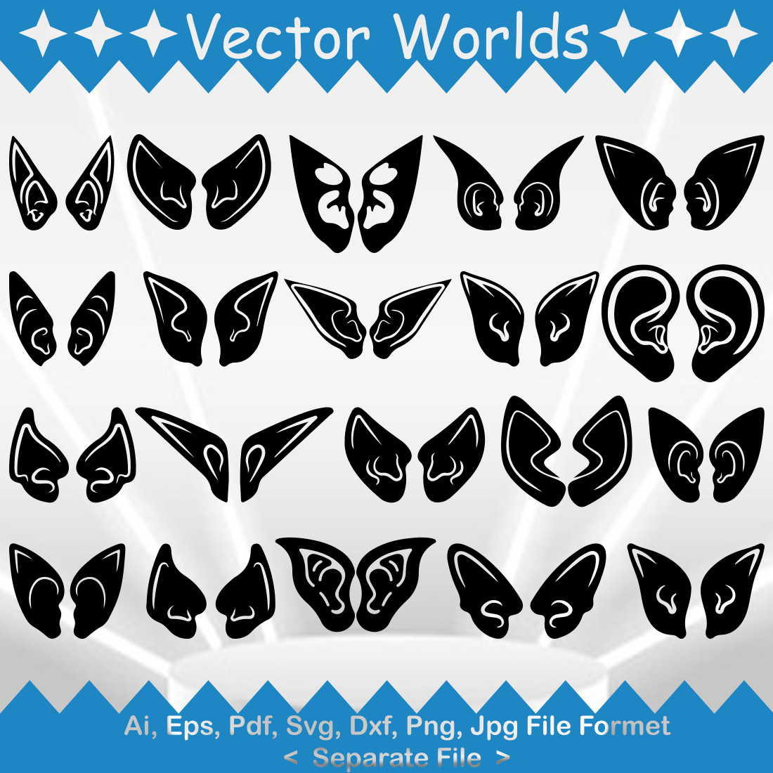 Elf Ears SVG Vector Design preview image.