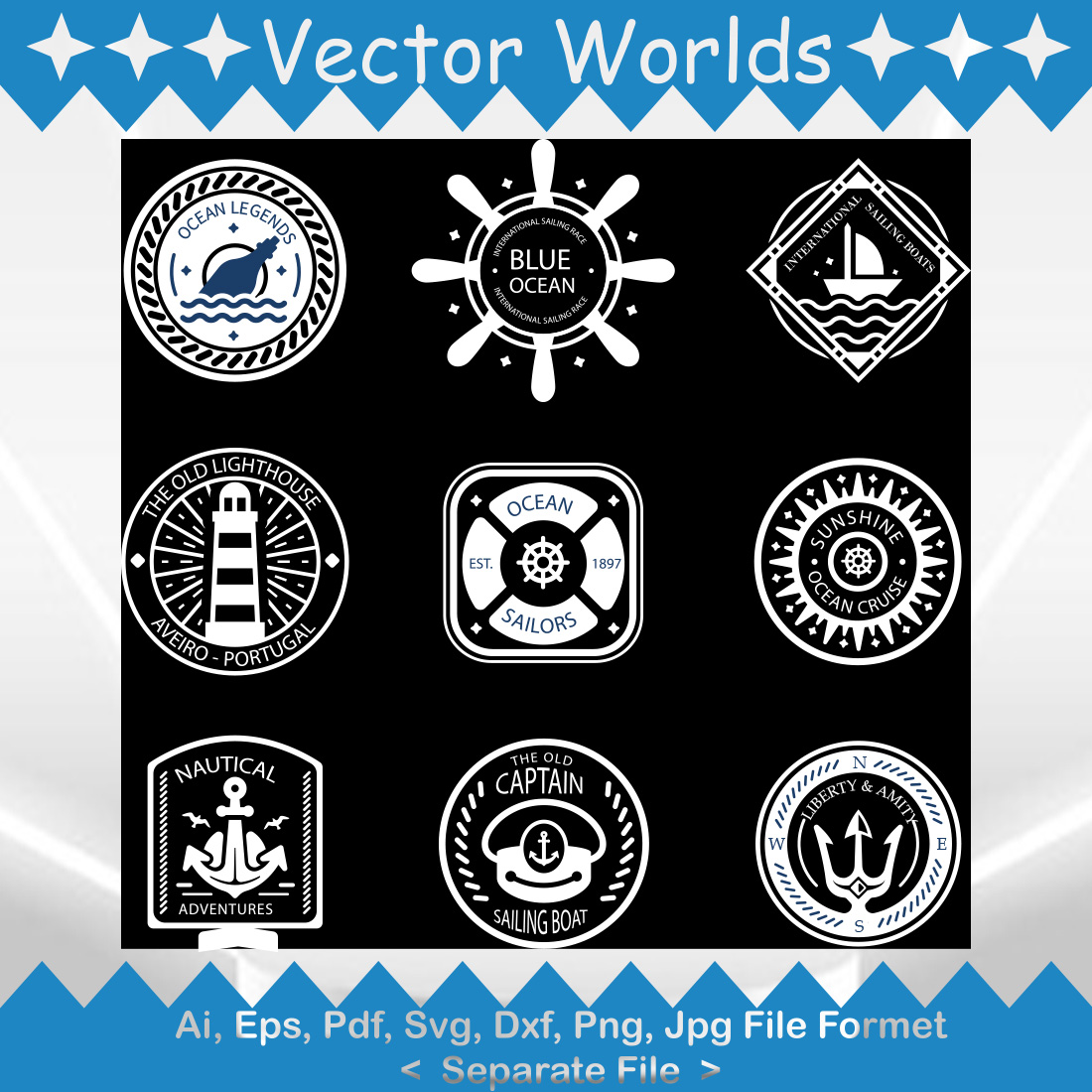 Lighthouse Badges SVG Vector Design preview image.