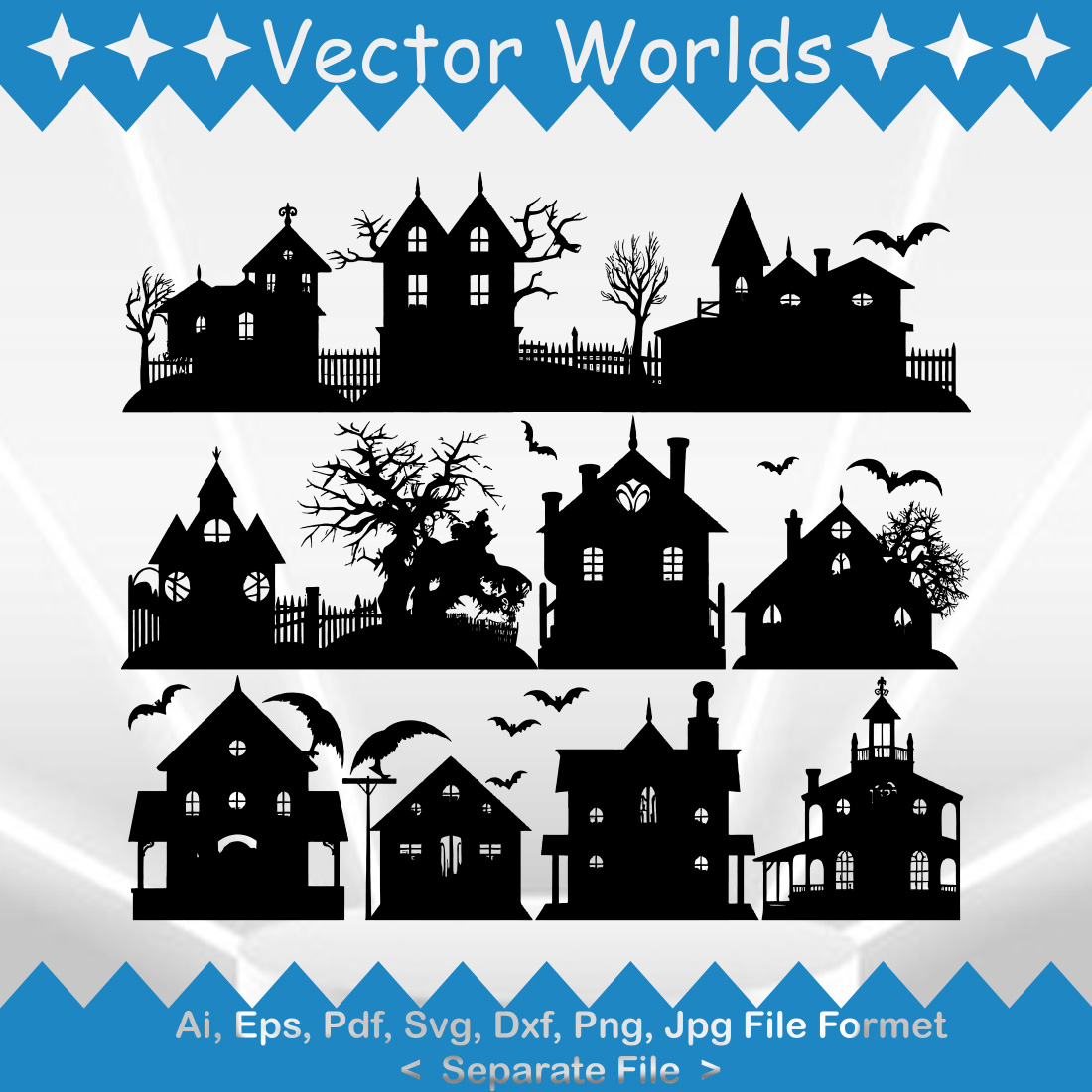 Scary House SVG Vector Design preview image.