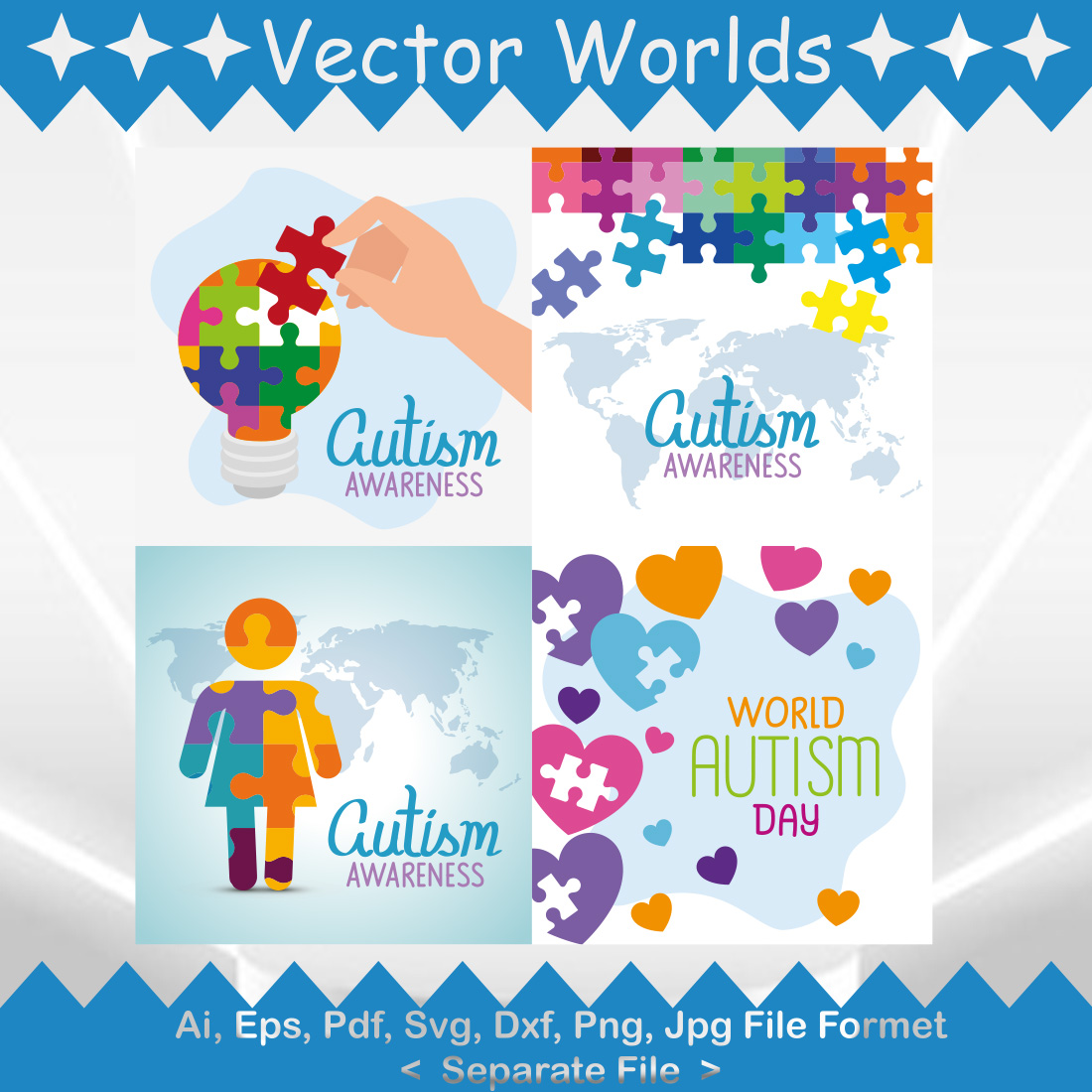 World Autism Awareness Day SVG Vector Design preview image.