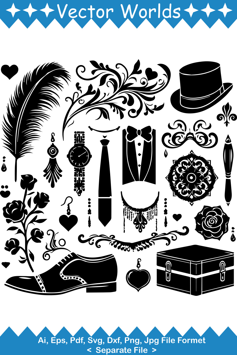 Wedding Accessories SVG Vector Design pinterest preview image.