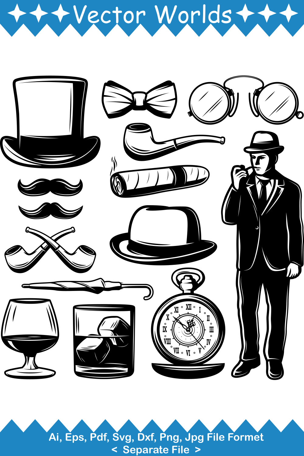 Gentleman Element SVG Vector Design pinterest preview image.