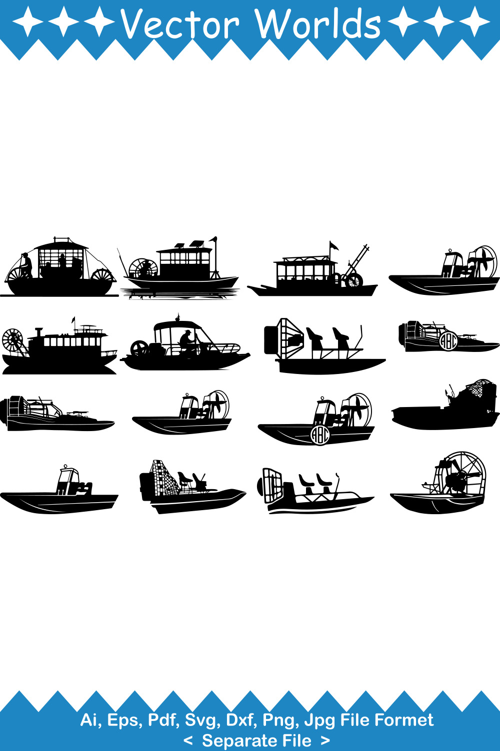 Airboat SVG Vector Design pinterest preview image.