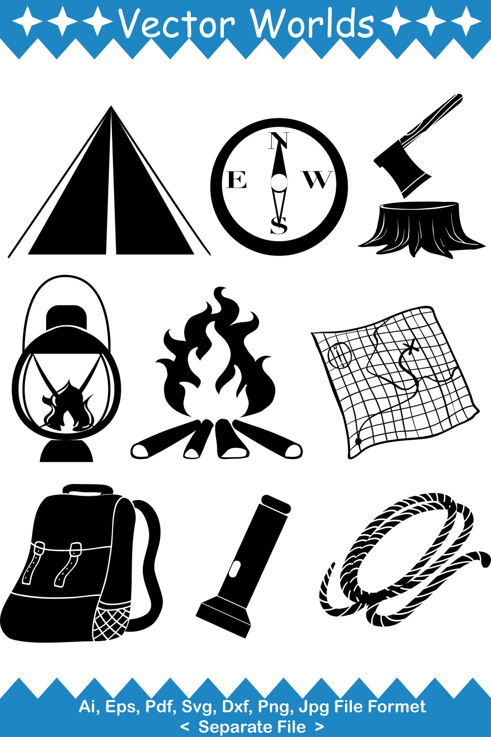 Summer Camp Fire SVG Vector Design pinterest preview image.