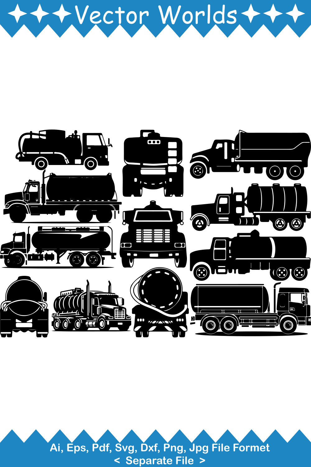 Septic Trucks SVG Vector Design pinterest preview image.