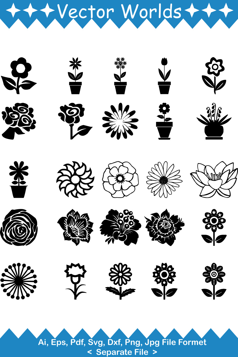 Flower Plants SVG Vector Design pinterest preview image.