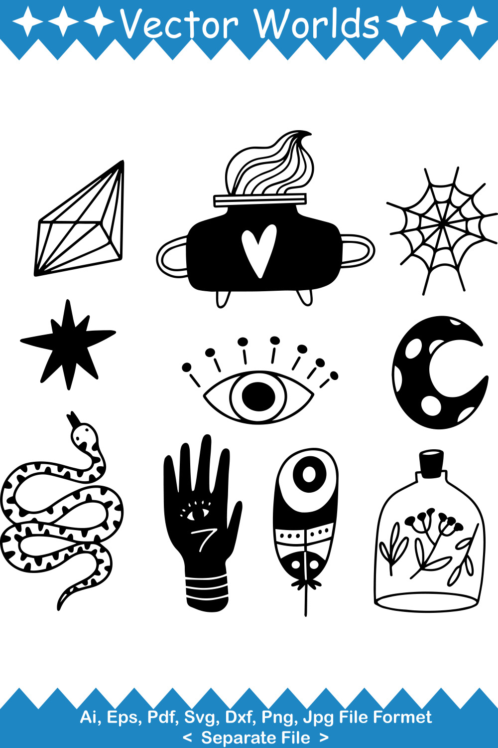 Black Magic SVG Vector Design pinterest preview image.