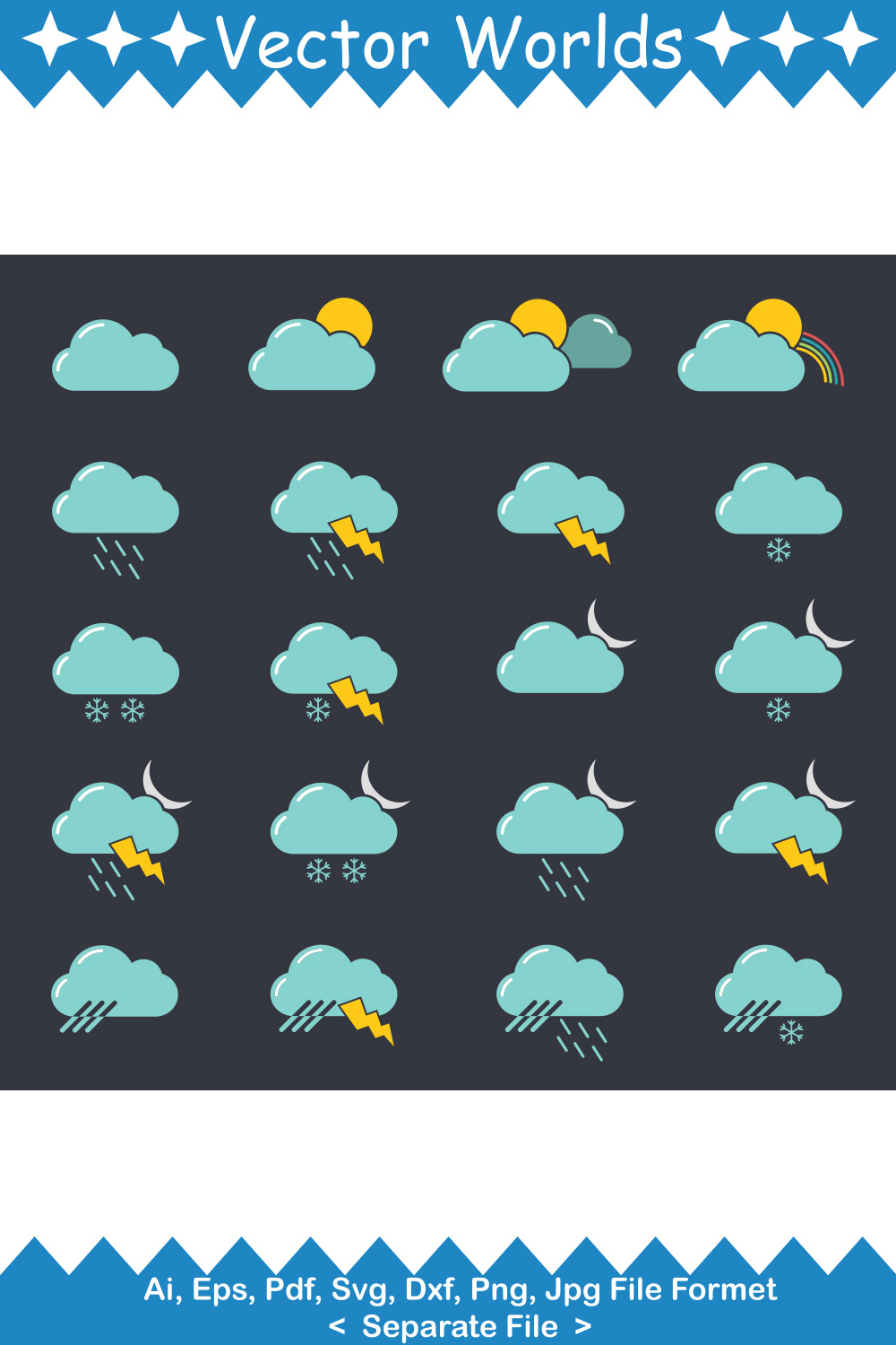 Weather Flat SVG Vector Design pinterest preview image.