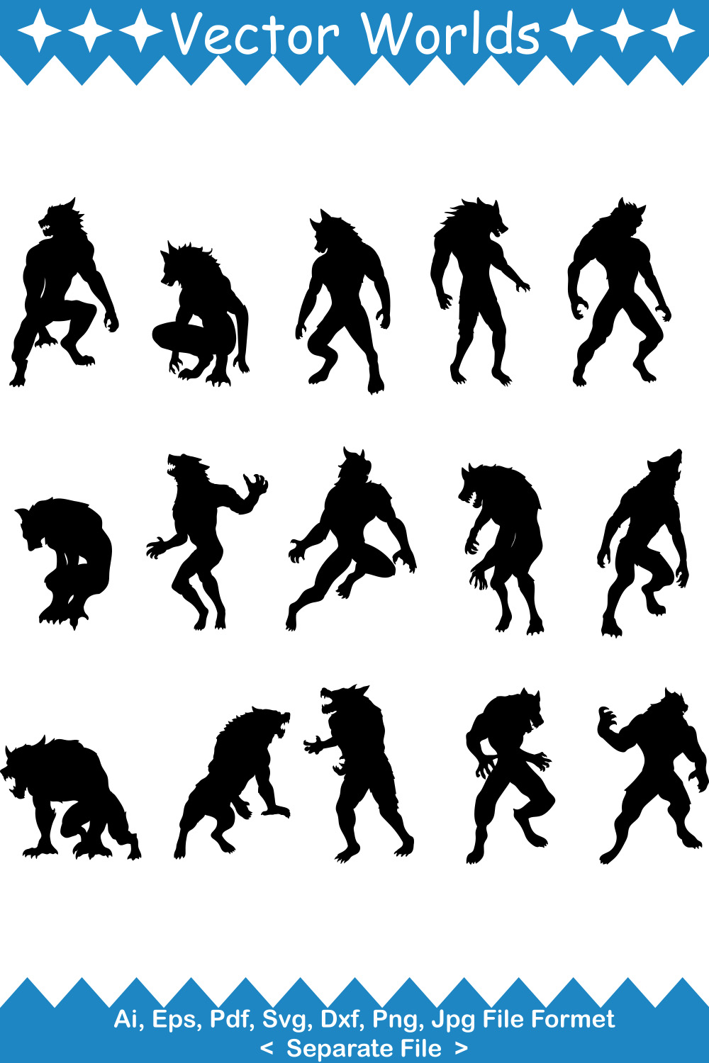 WereWolf SVG Vector Design pinterest preview image.