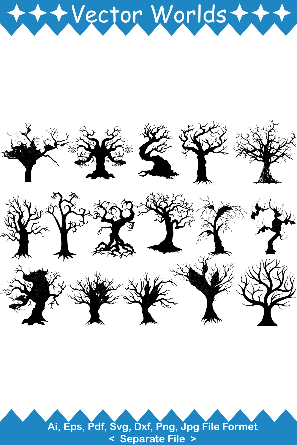 Old Tree SVG Vector Design pinterest preview image.