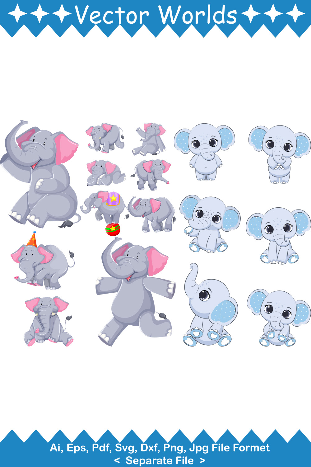 Elephant Doll SVG Vector Design pinterest preview image.