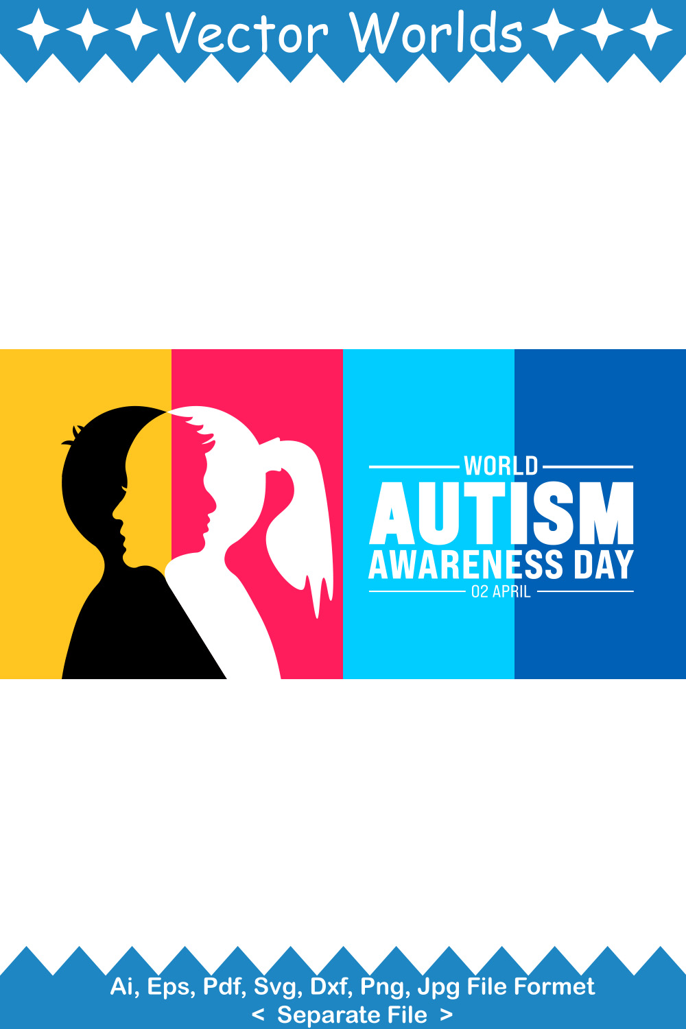 World Autism Awareness Day SVG Vector Design pinterest preview image.