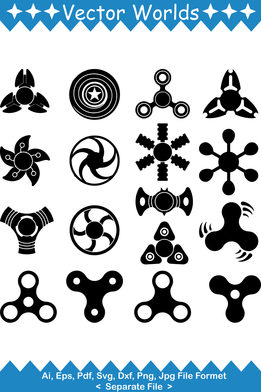 Spinners SVG Vector Design pinterest preview image.