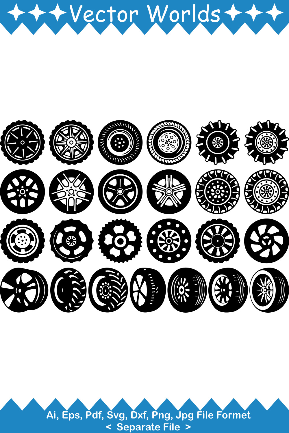 Wheels SVG Vector Design pinterest preview image.