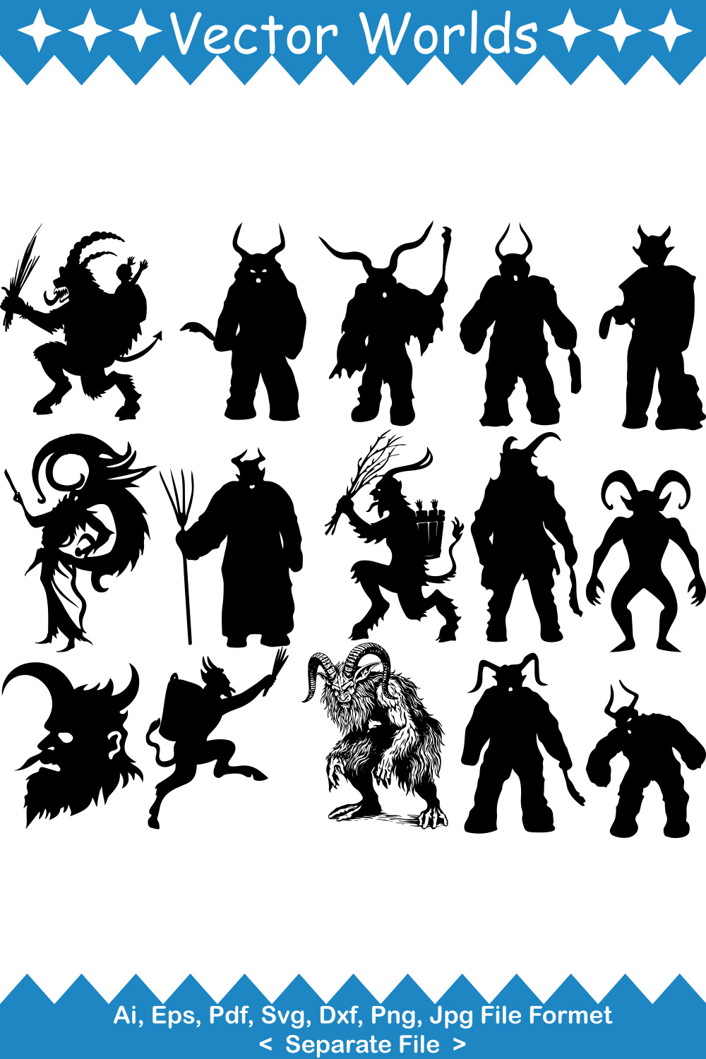 Krampus SVG Vector Design pinterest preview image.