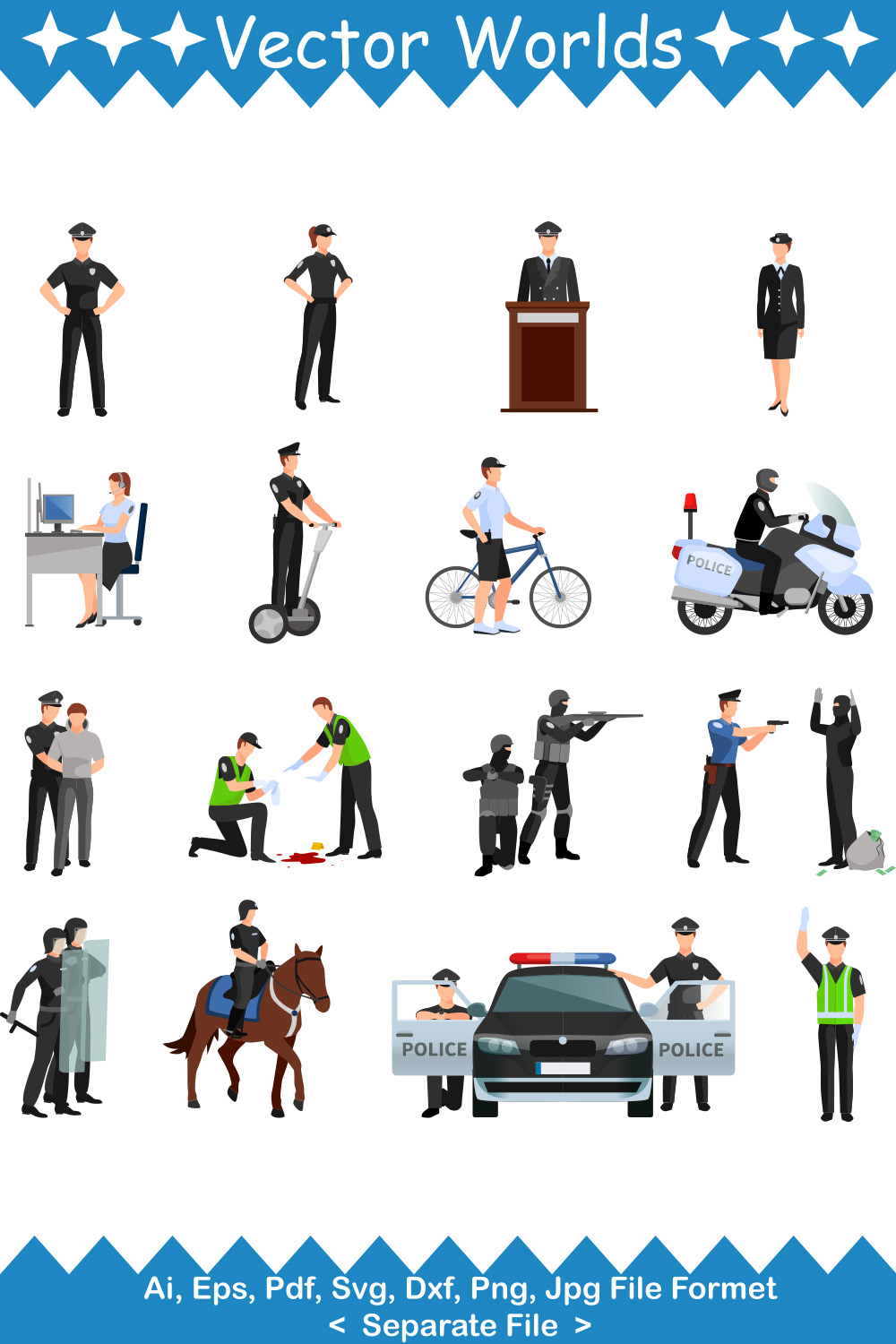 Police Protect SVG Vector Design pinterest preview image.