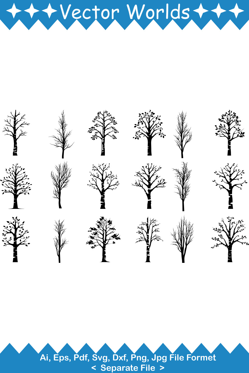 Birch Trees SVG Vector Design pinterest preview image.