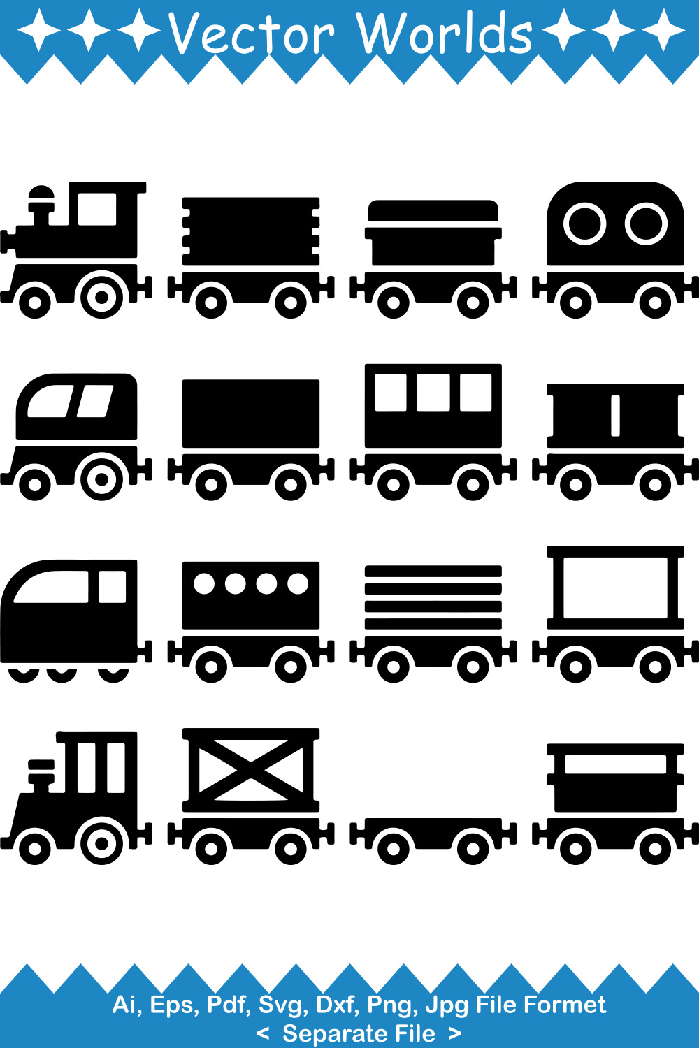 Toy Train SVG Vector Design pinterest preview image.