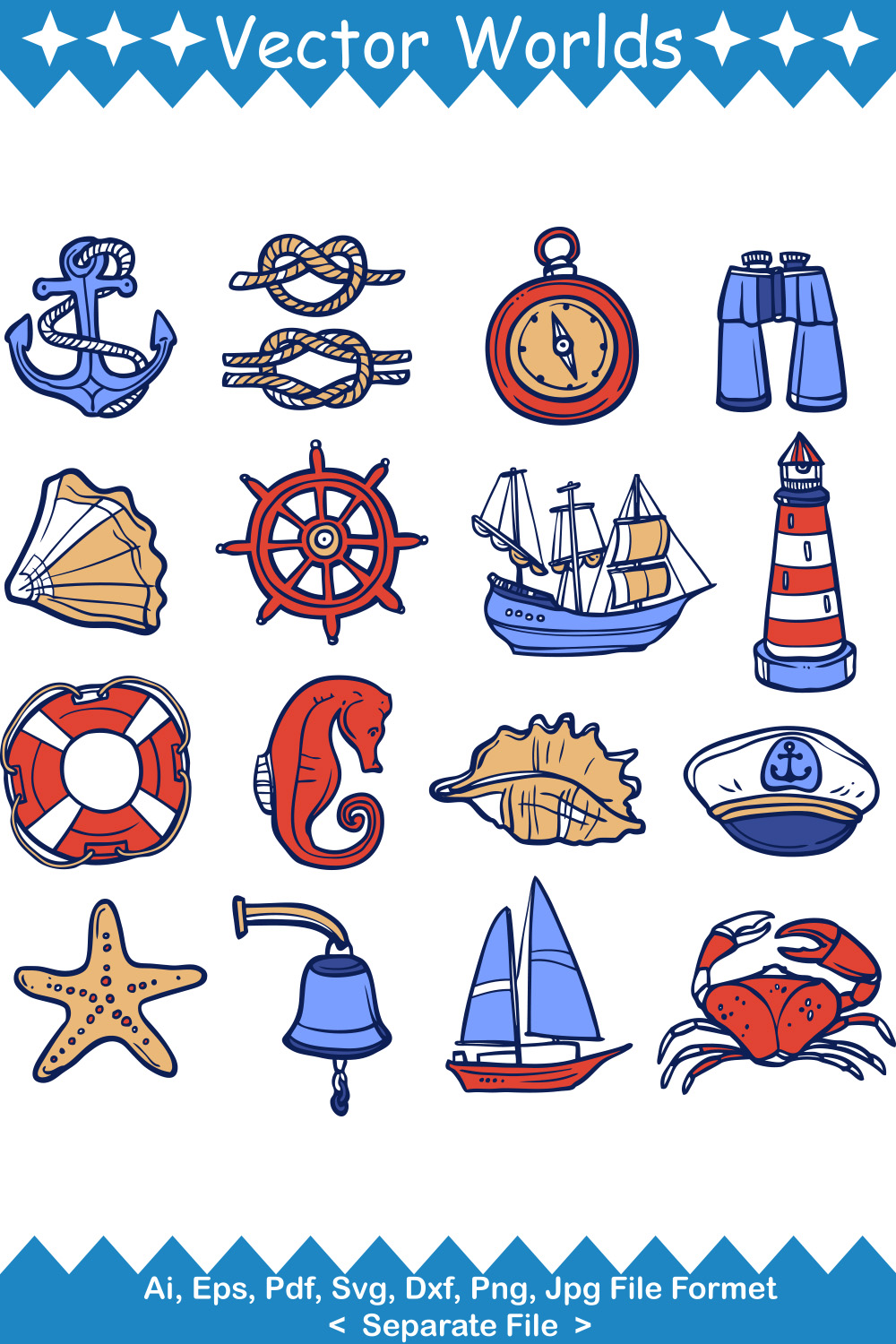 Nautical Icon SVG Vector Design pinterest preview image.