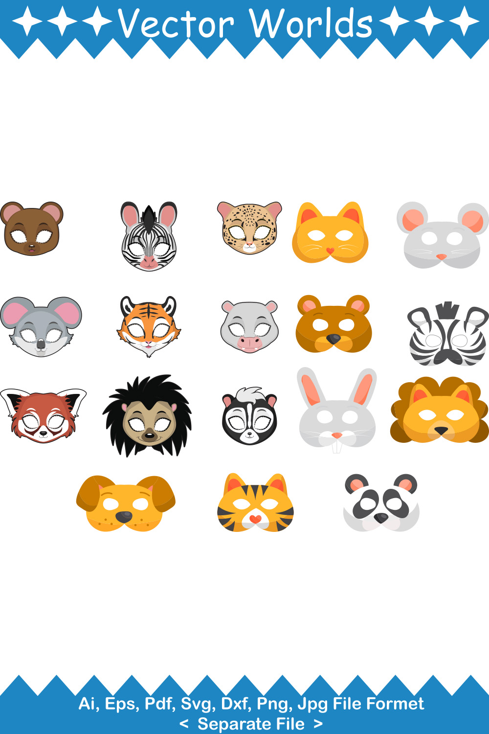 Animals Mask SVG Vector Design pinterest preview image.