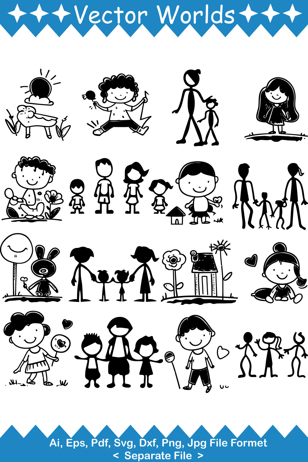 Stick Family SVG Vector Design pinterest preview image.