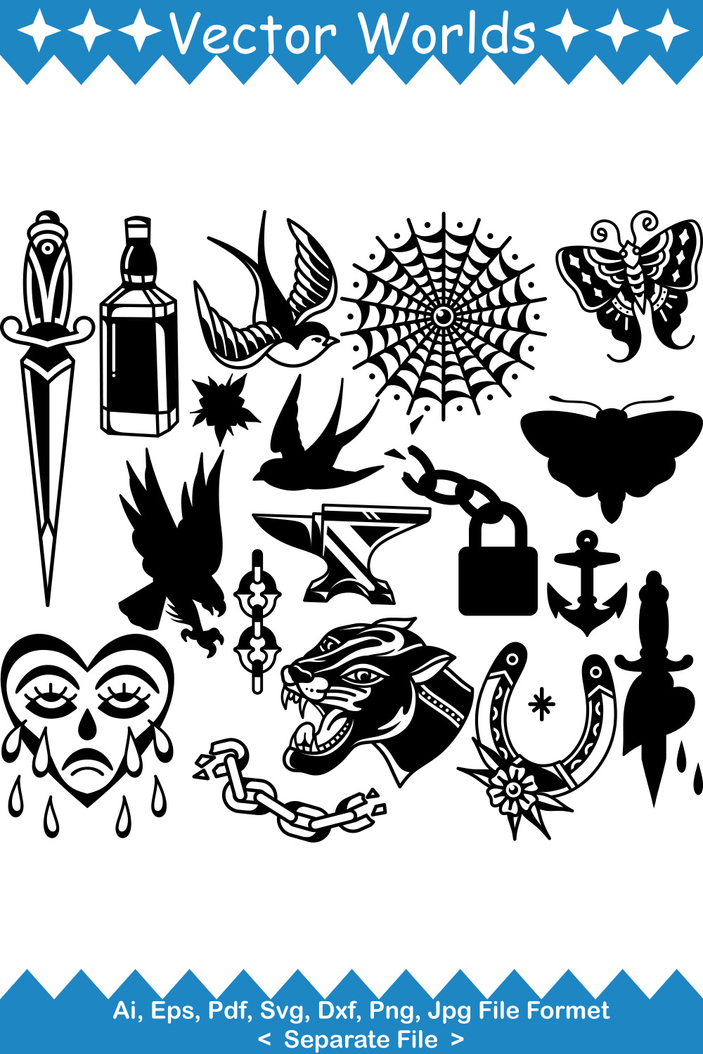 Tattoos SVG Vector Design pinterest preview image.